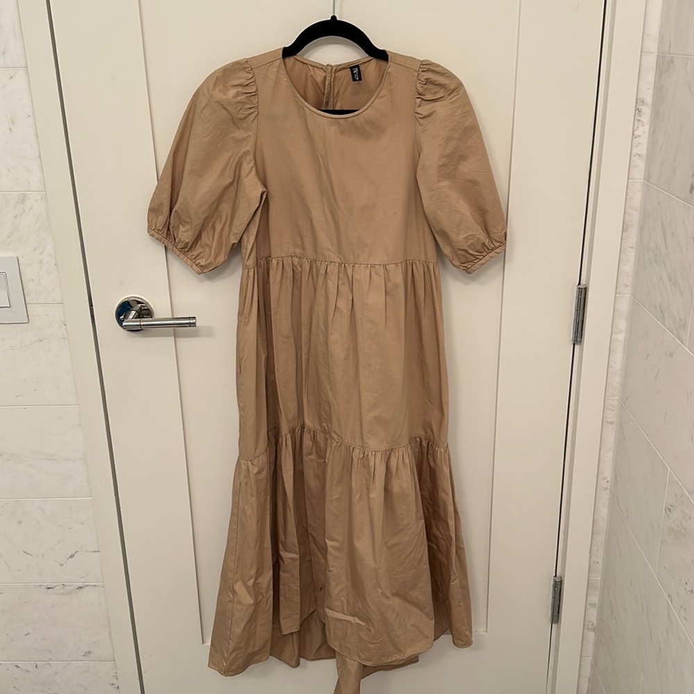 Zara Poplin Tan Dress